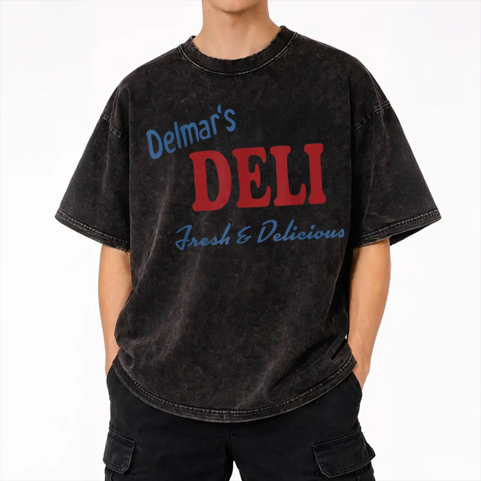 Peter Parker's Delmar's Deli  Washed T Shirts Streetwear Hip Hop Novelty T-Shirts  Tees Tops for Men Women Cotton Harajuku