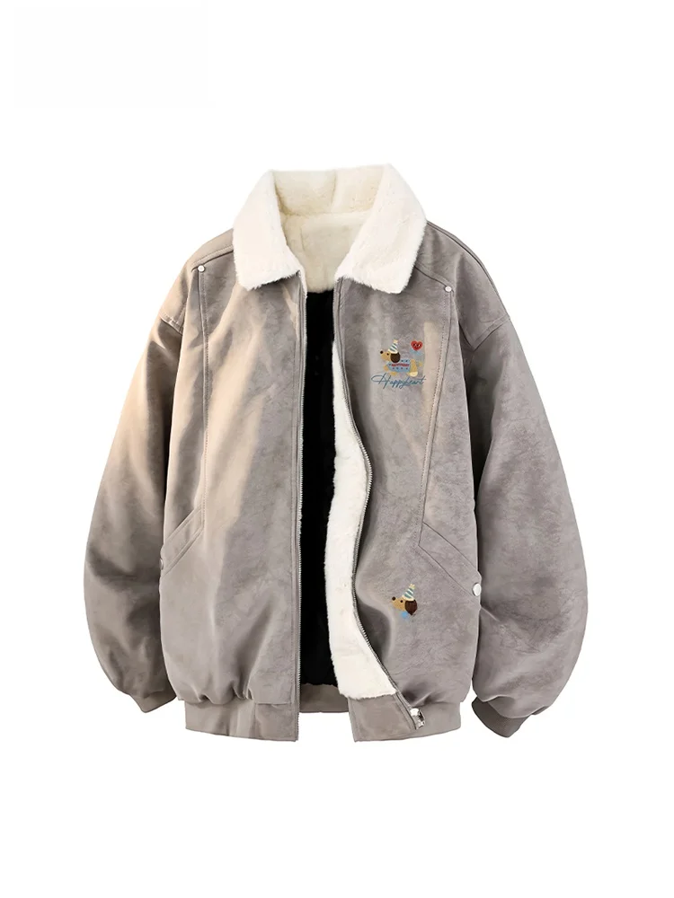 Charles Heart American Sle Thiened Algodão Jaet Masculino Feminino Inverno Quente Casacos de Fibra de Poliéster Casual Gola Flip