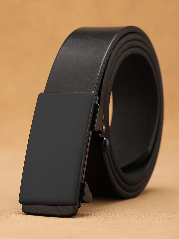 純粋な牛革メンズベルトカジュアル自動バックルトップレイヤー牛革ビジネスファッショントレンディウエストベルト多用途合金バックル