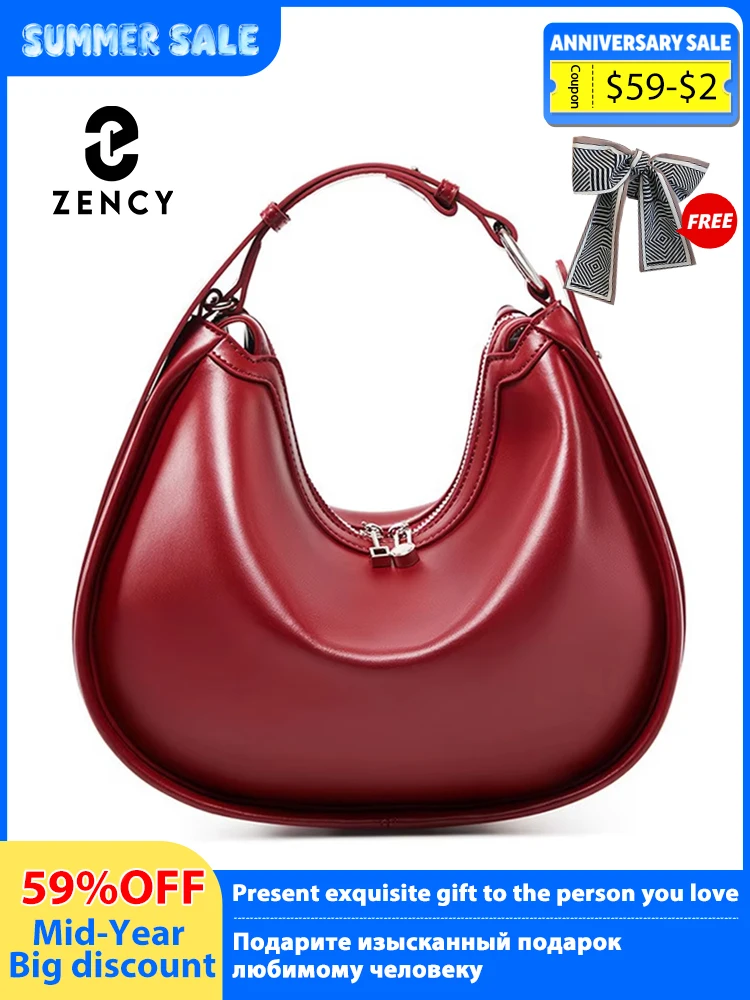 

Zency Premium Genuine Leather Women's Handbag Luxury Hobo Bag Large Capacity Fashion Shoulder Bolsa for Wife Lover Bride Bag