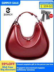 Zency Premium Genuine Leather Women's Handbag Luxury Hobo Bag Large Capacity Fashion Shoulder Bolsa for Wife Lover Bride Bag