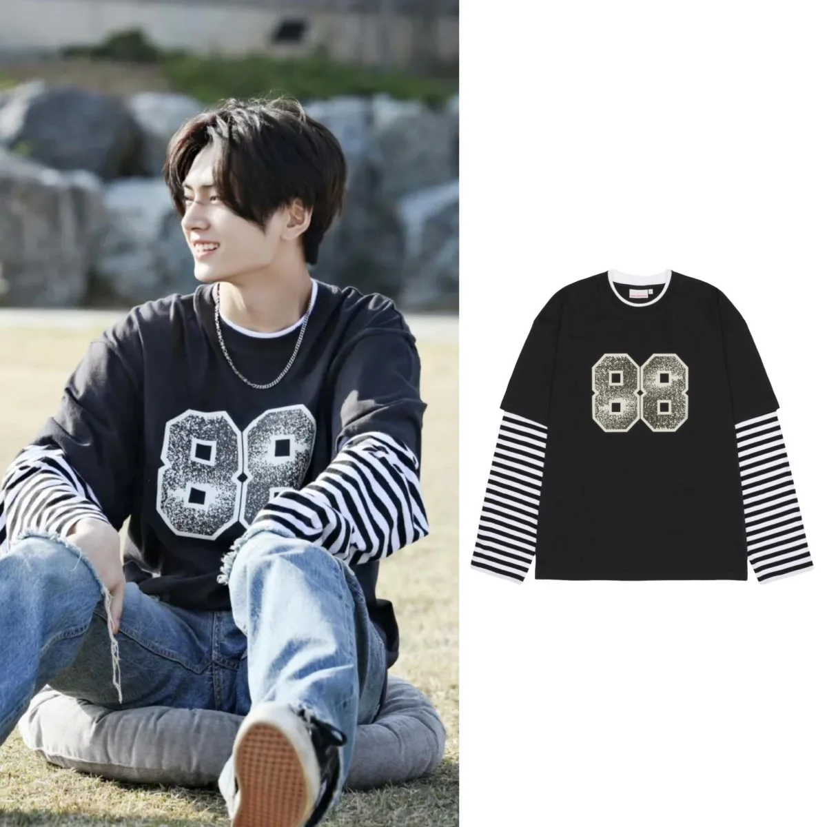 

Футболка в полоску Long Sve, женская лоскутная футболка из двух частей, круглая, хлопковая, летняя, тонкая, ort Sve Casual Faion