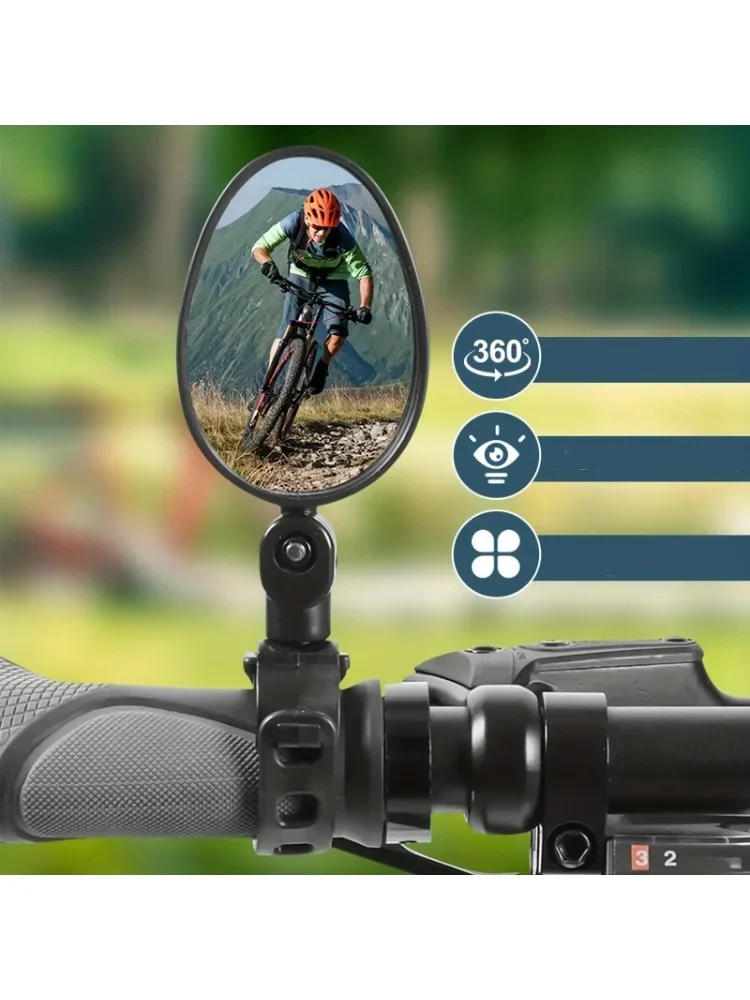AliExpress NONE Bicycle Handlebar Rear View Mirror - 360° Rotatable Adjustable, Wide Vision Cycling Accessory for Road/Mountain Bikes