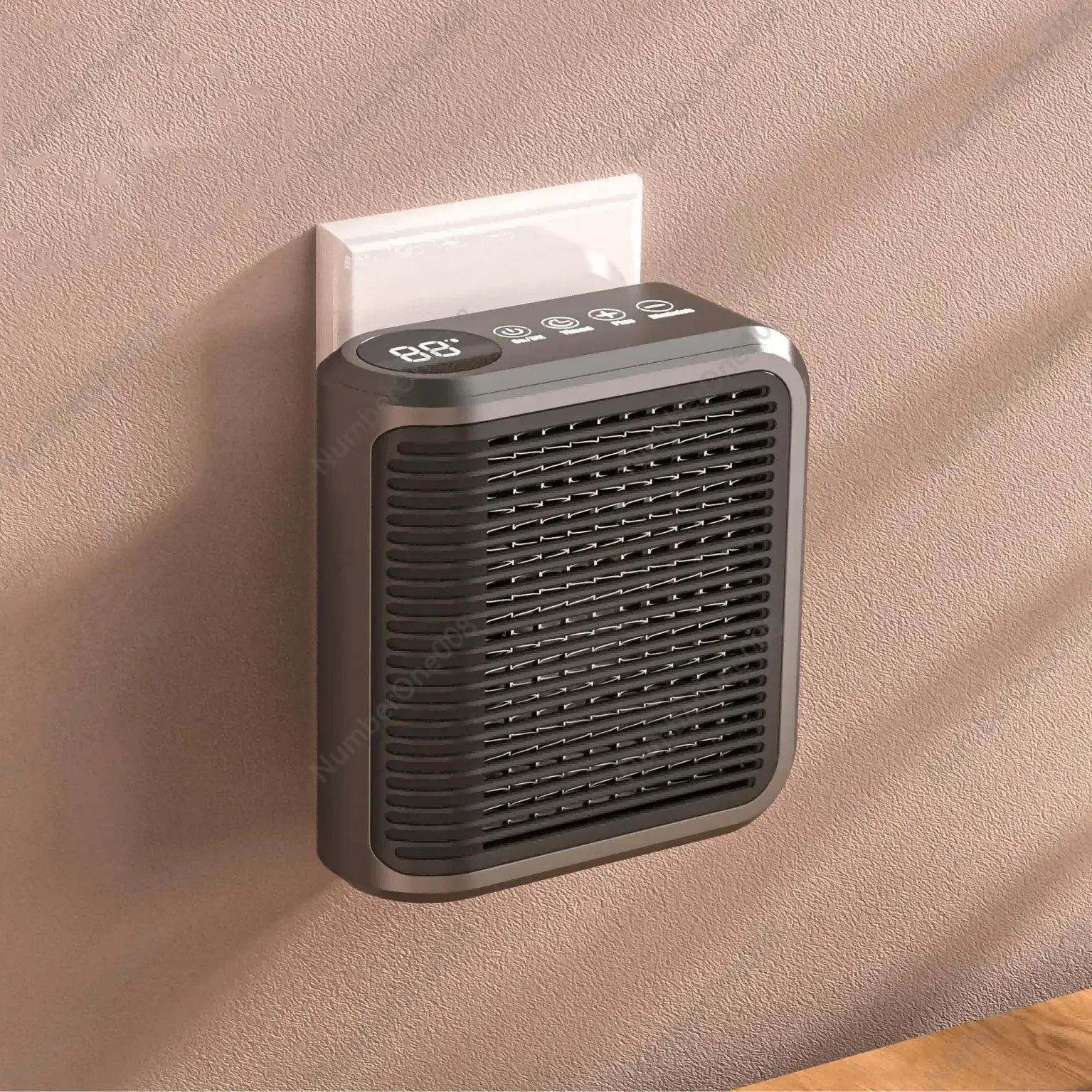 Mini heater plugged into wall-mounted heater multi-function touch timing