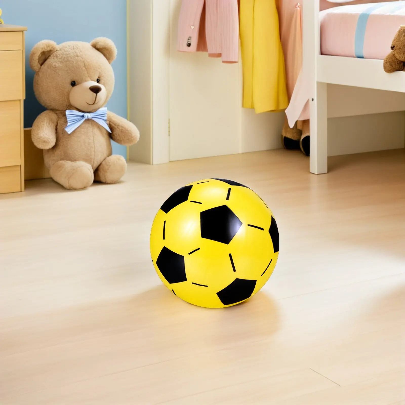 4Pcs Bright Inflatable Soccer Balls Plastic Footballs for 6 Colors Indoor Outdoor Pool Lawn Use Color Cognition