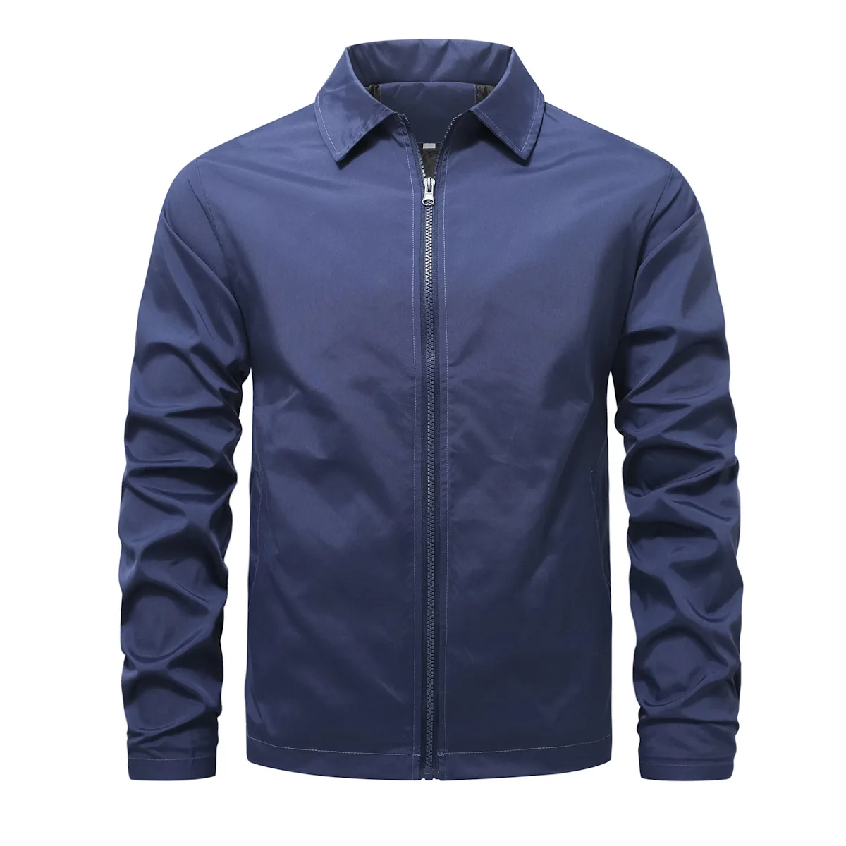 Frühling und Herbst Neue Baseball-Kragen Kurze Lose Einfarbige Jacke Herren Business Casual Dünner Mantel Trend – Detail 3