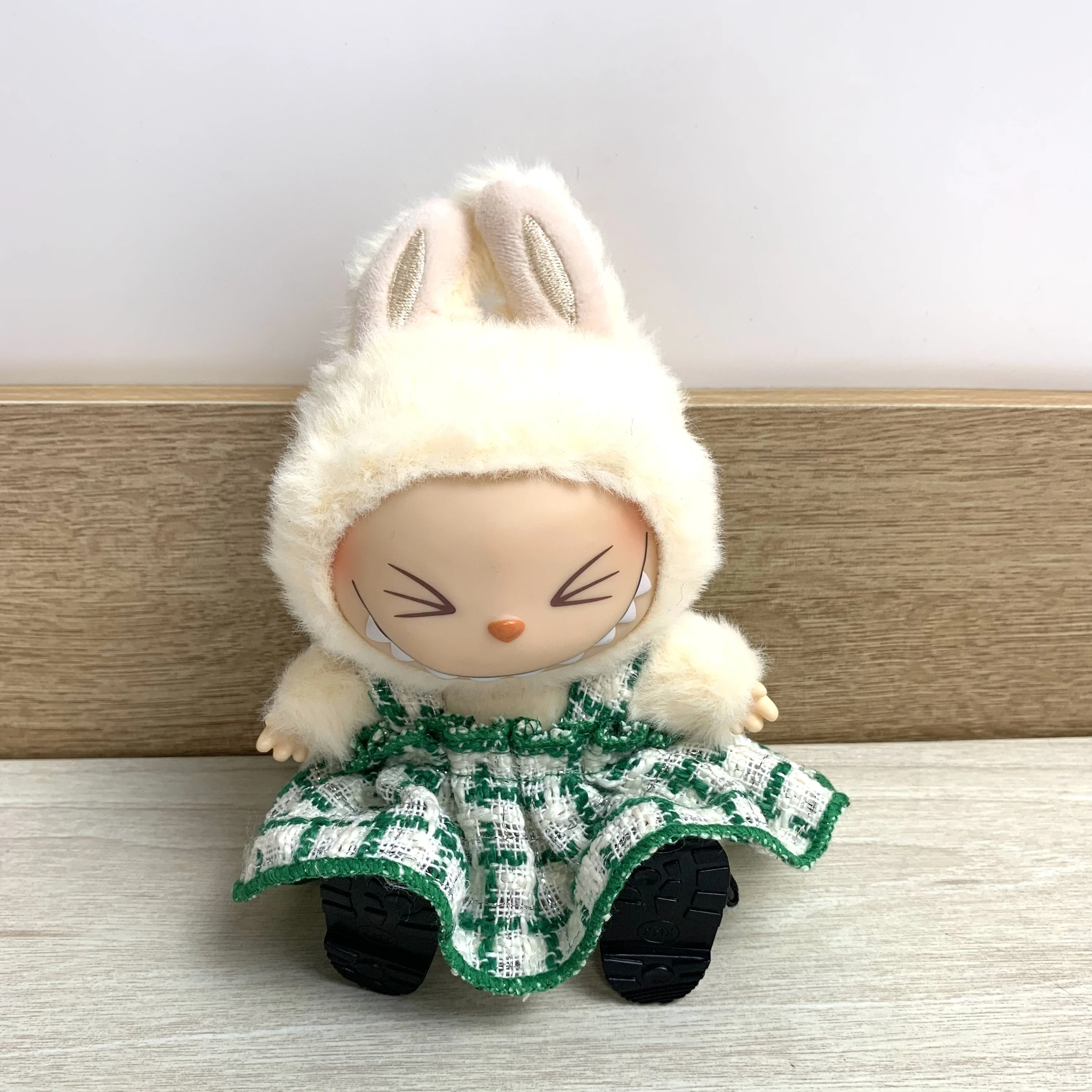 Мини-кукольная одежда, аксессуары для одежды для Ropa Labubu 15-17 см и хлопковая кукла 10 см, зеленое платье, шляпа, обувь, одежда