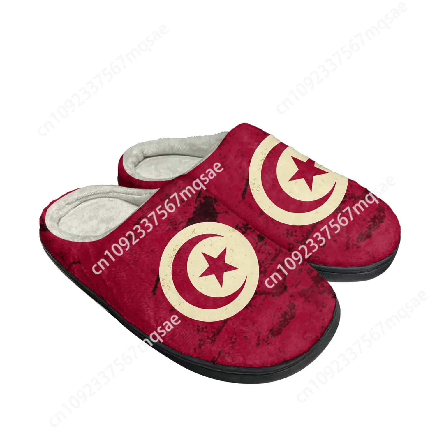 Tunisian Flag Home Cotton Custom Slippers Men Women Sandals Tunisia Plush Bedroom Fashion Casual Keep Warm Shoes Thermal Slipper