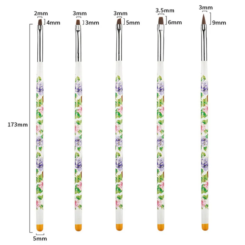 Nail Art Borstel Set Bloem Houten Handvat Dotter Pen Puntjes Schilderen Schoonheidssalon Manicure Tekening Gereedschap Liner Kits