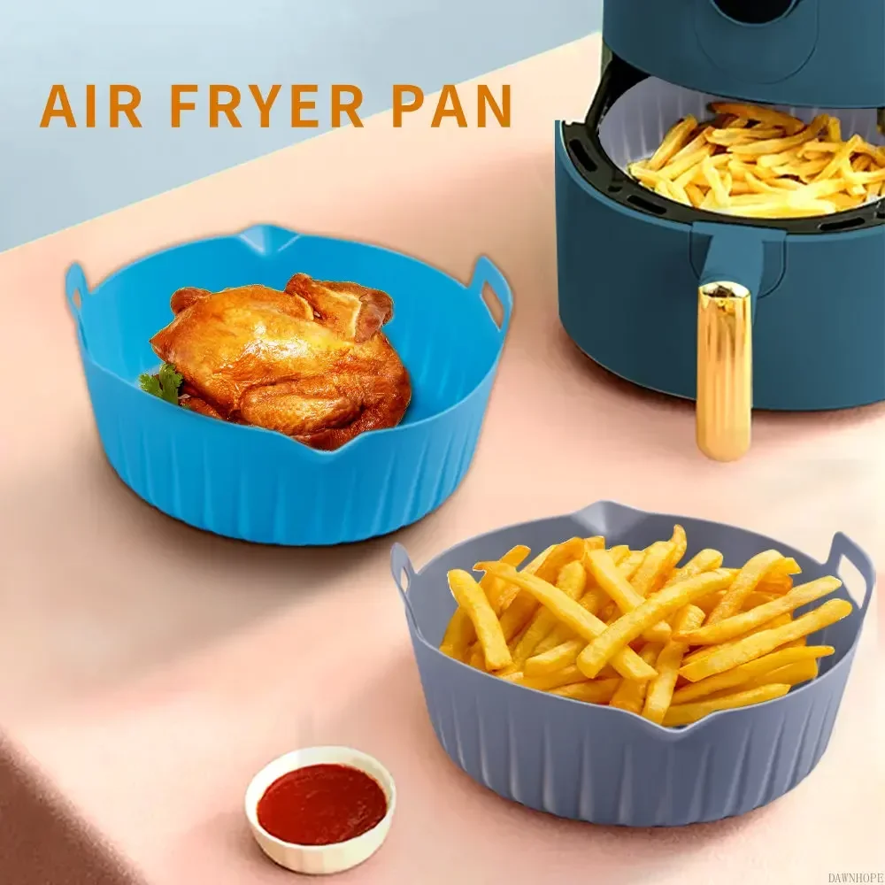 Para freidoras de aire, bandeja para horno, cesta para pollo frito, estera, freidora de aire, olla de silicona, repuesto redondo, sartén para parrilla, herramienta de accesorios