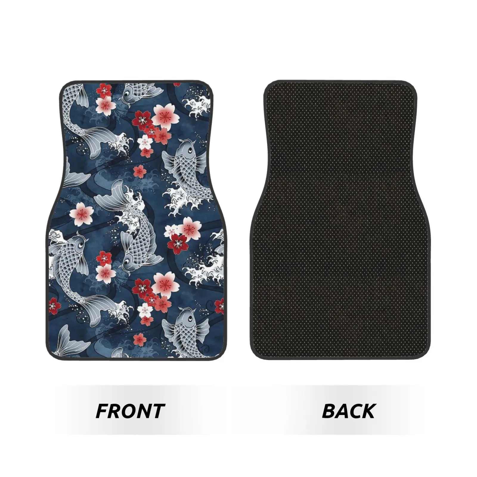 Koi Cherry Sakura Blossom Print Car Floor Mats Waterproof Car Carpet Mat Set of 4pcs with Anti-Slip Backing Fit for SUV Trucks