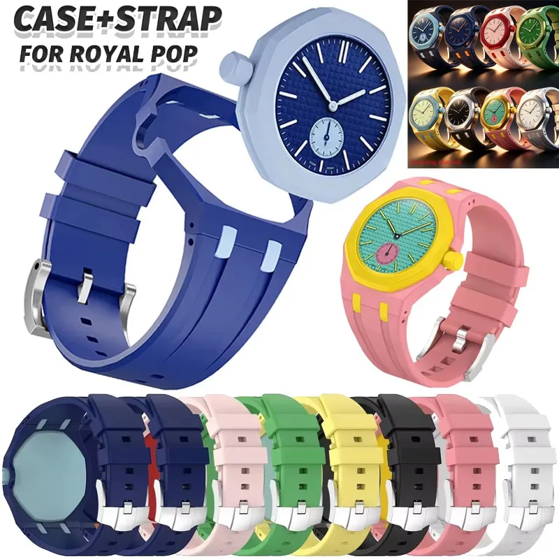 2-in-1-PC-Gehäuse + Silikonarmband für Swatch X AP Royal Pop Taschenuhr-Umbau zum Armbanduhren-Integrationsmodifikationszubehör