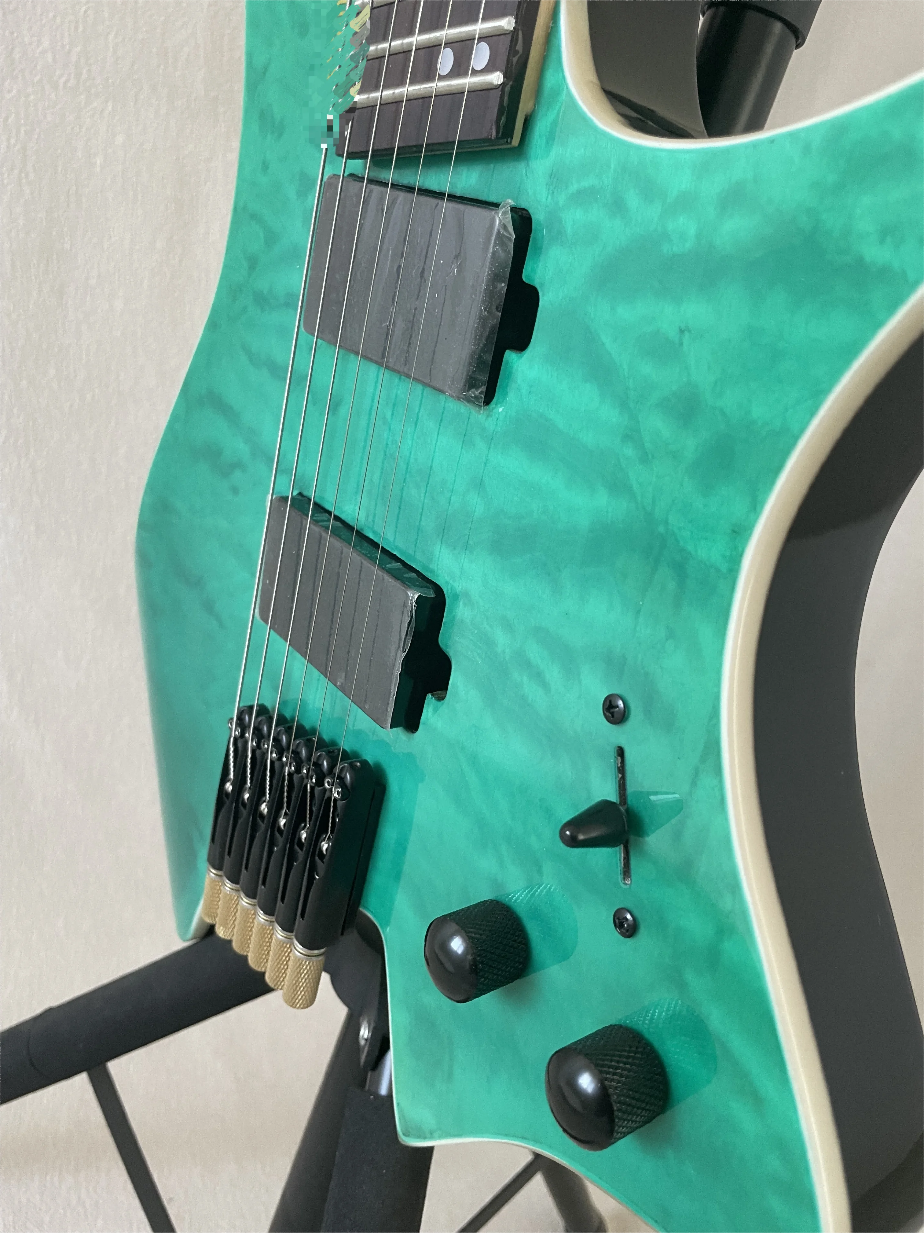 Custom blue Headless Electric Guitar 6-String  Maple Neck