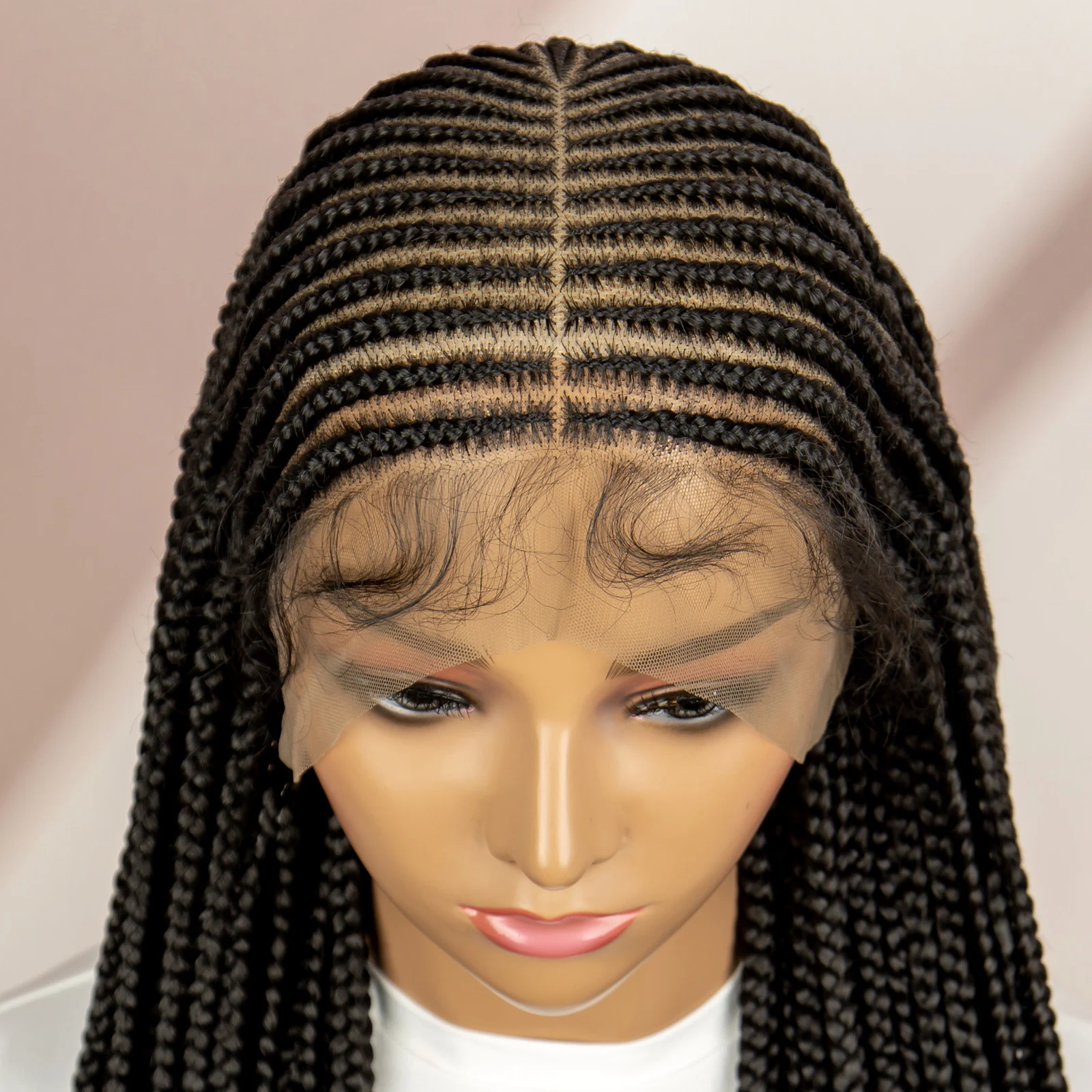 Stylish Synthetic Braided Wigs 36 Inches Full Lace Braided Wig with Baby Hair for Black Women Knotless Briads Wigs