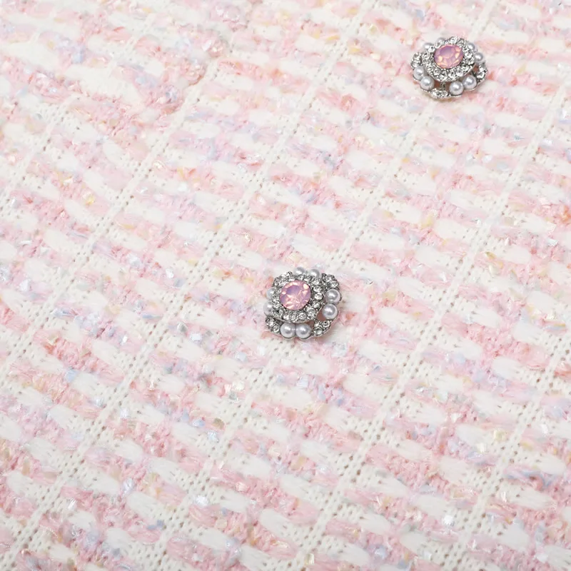 Women Knitting Skirt Pink Button Lady's Skirt