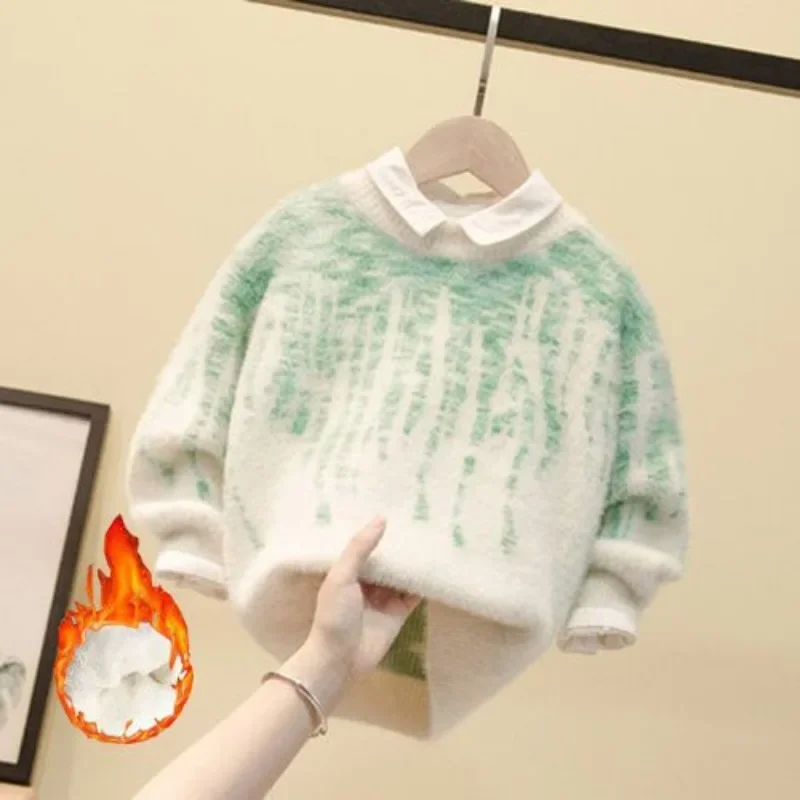 

Boys Autumn Winter Sweater 2023 New Children's Plush Thick Sweater Baby Boy Winter Clothes Toddler 3 5 7 9 10 Years Park Sweater