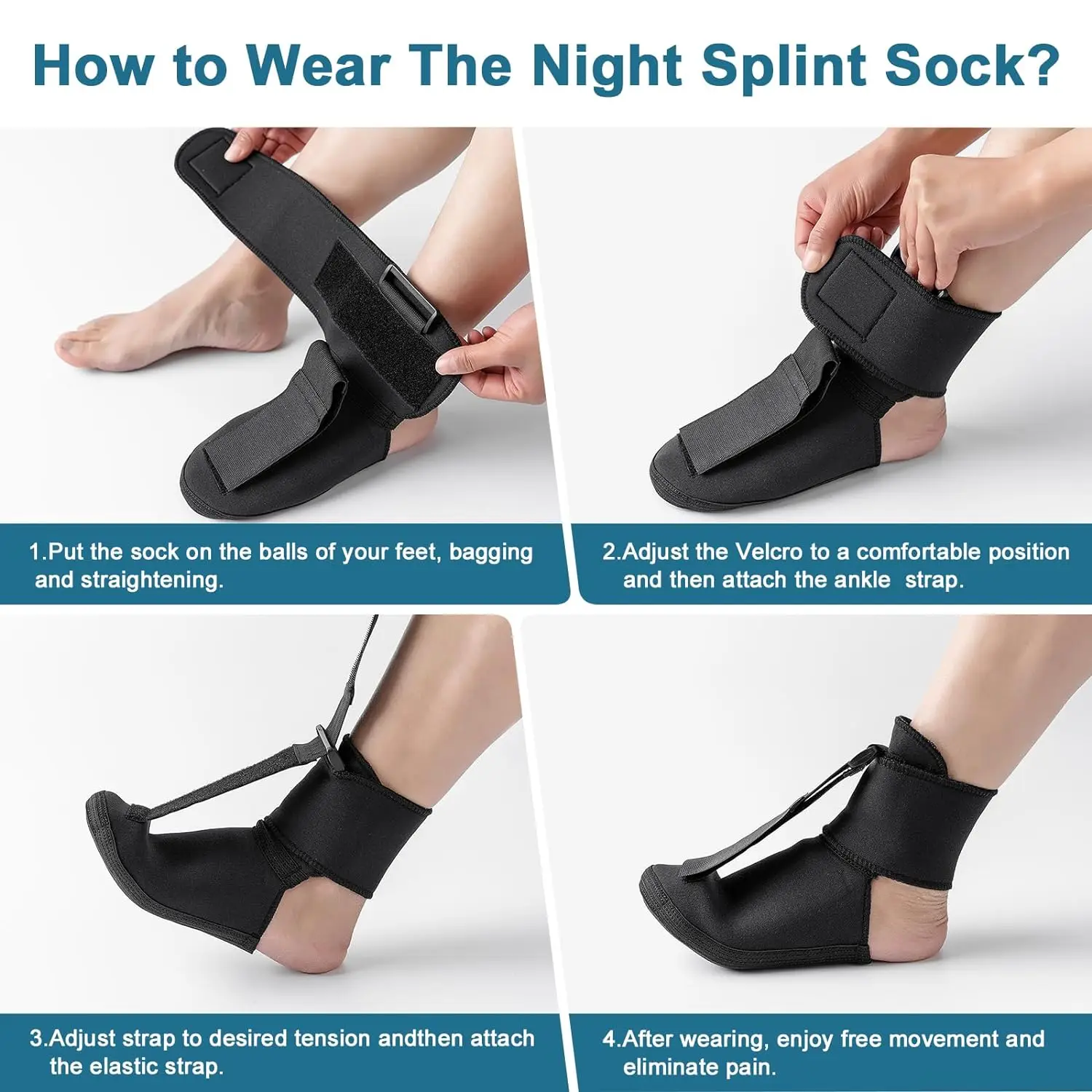 BraceAbility Plantar Fasciitis Night Splint Sock-Soft Plantar Fascia Brace for Sleeping Achilles Tendonitis Foot Drop Heel Pain