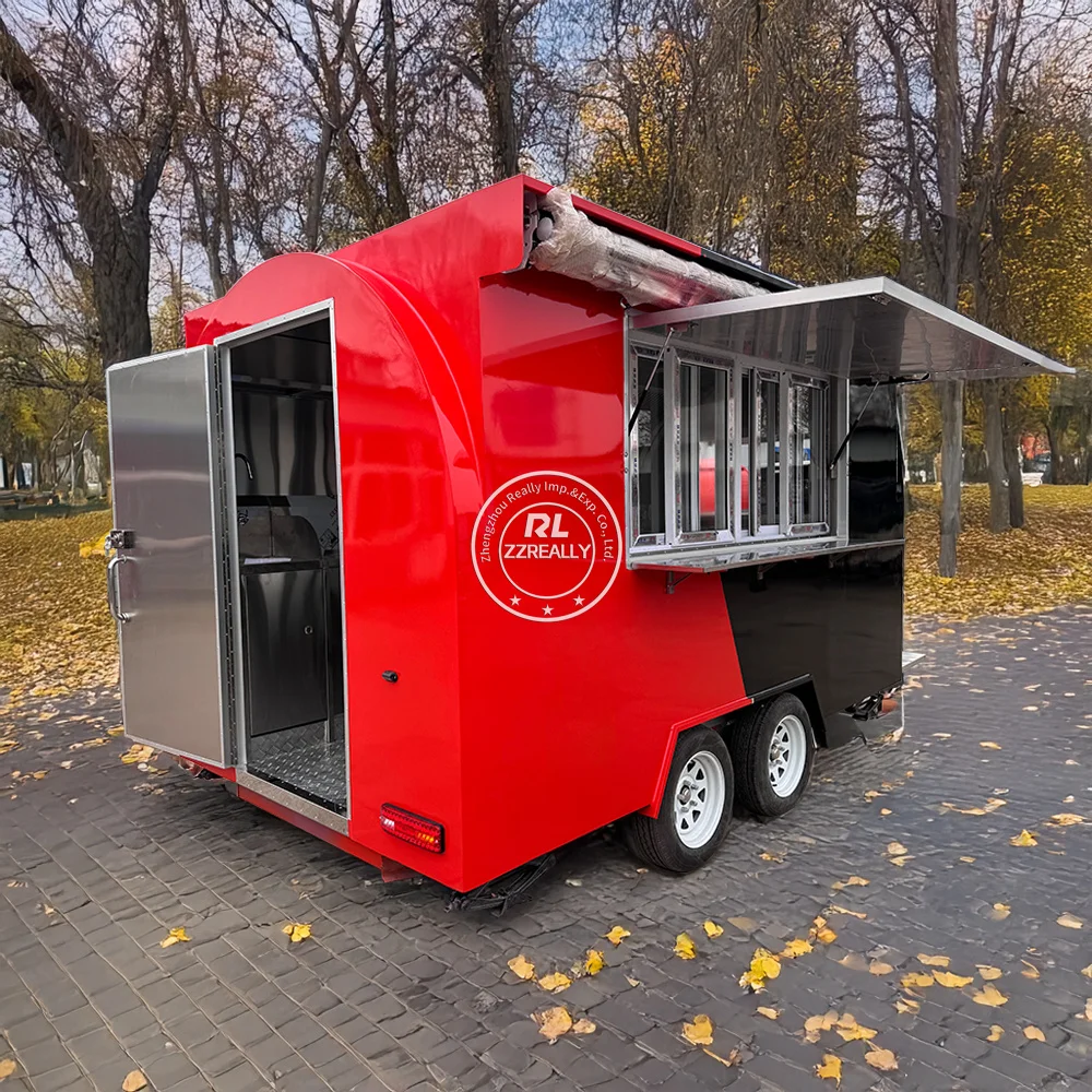 شاحنة طعام خارجية عربة آيس كريم متنقلة مطعم خارجي مجهزة بالكامل مقطورة طعام الشارع عربة هوت دوج متنقلة