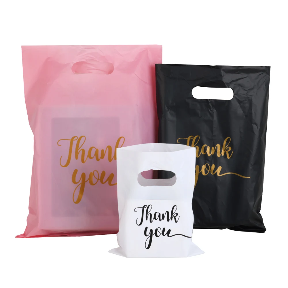 10/50/100Pcs Thank You Plastic Gift Bags Small Business Gift Wrap Plastic Shop Bags  Wedding Birthday Candy Packaging Treat Bags