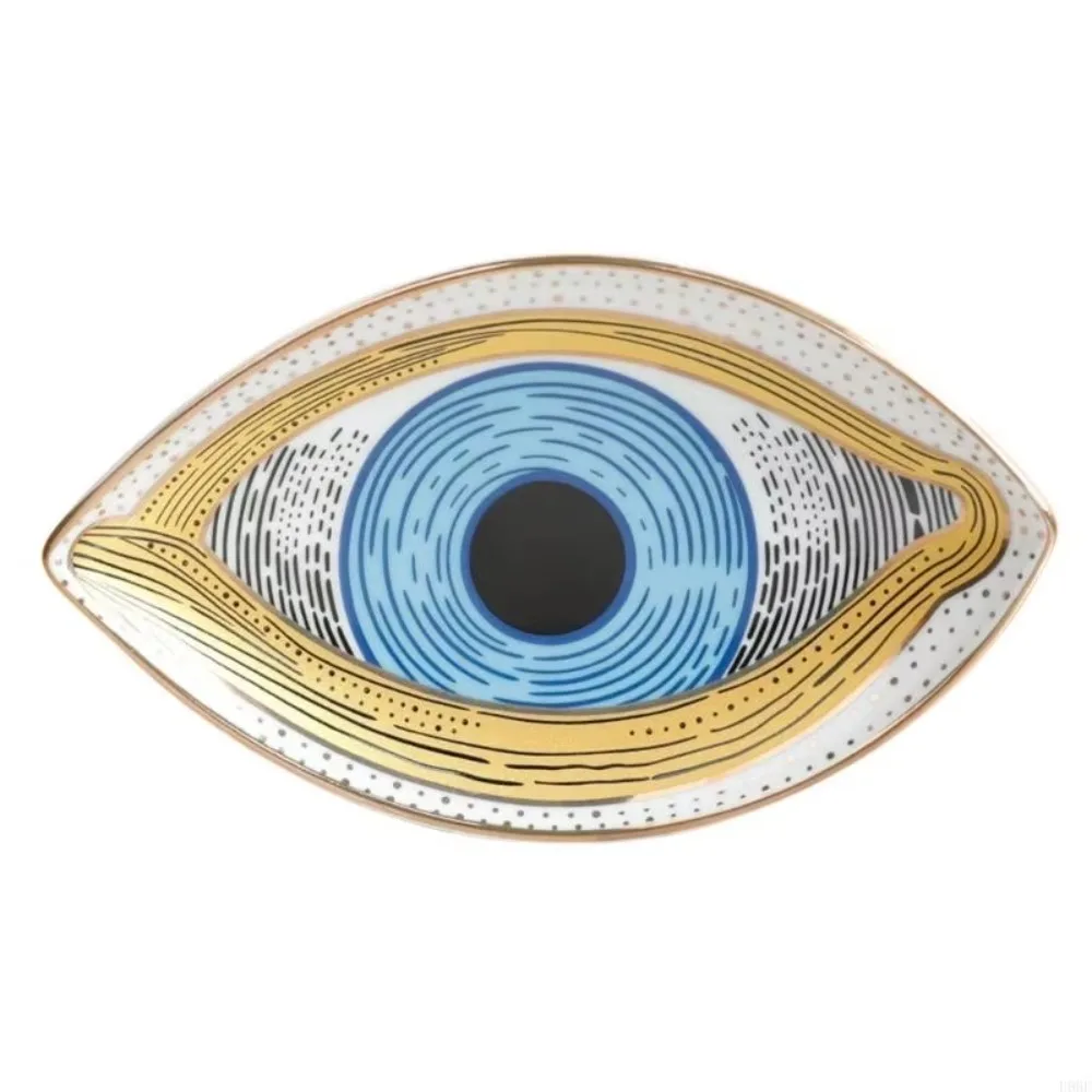 

Home Decoration Eye Shape Jewelry Tray Oval Modern Art Style Decorative Plate Ceramic Dessert Plate Earring