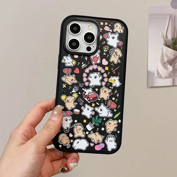 

Cute Dog Friend Black Frosted Phone Case Cover for IPhone 13 14 15 16 Pro Max Case