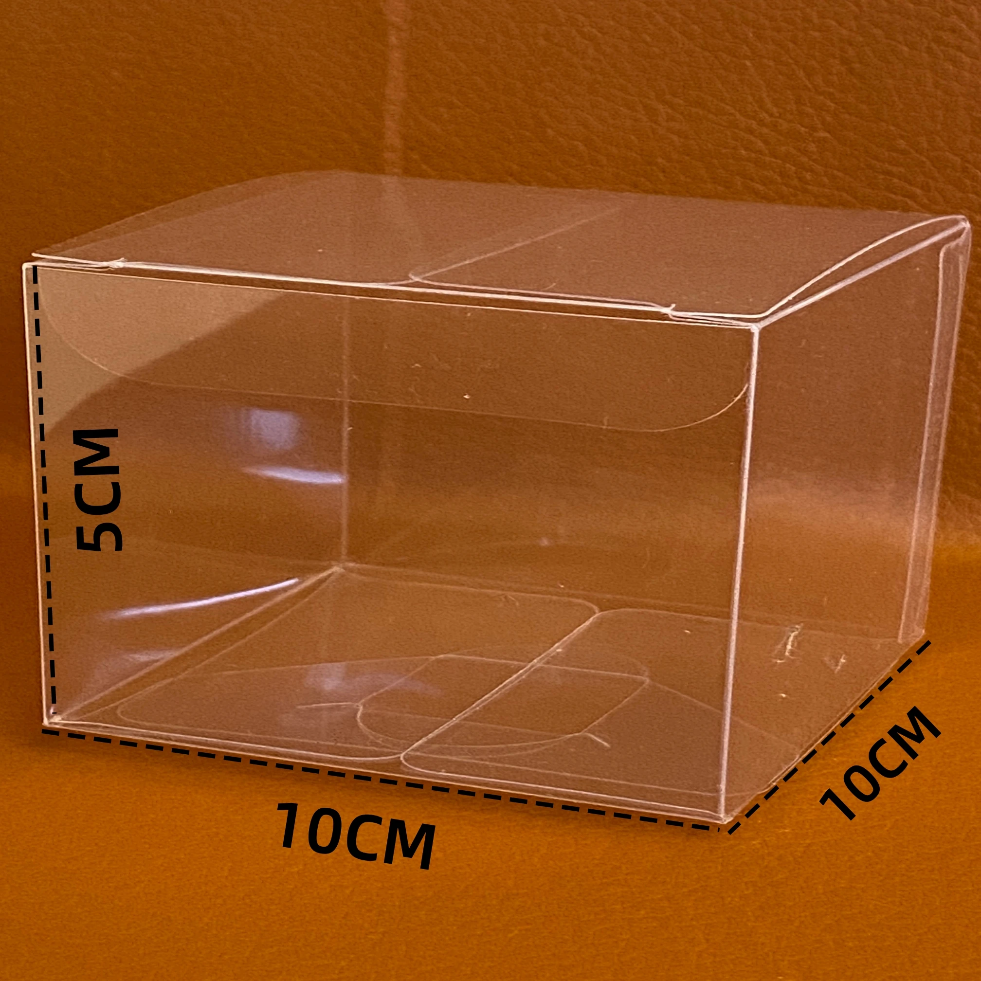 

50pcs 10X10X5cm（3.94X3.94X1.97inch) Clear Plastic PET Foldable Square Display Boxes PVC Gift Doll Packaging Transparent