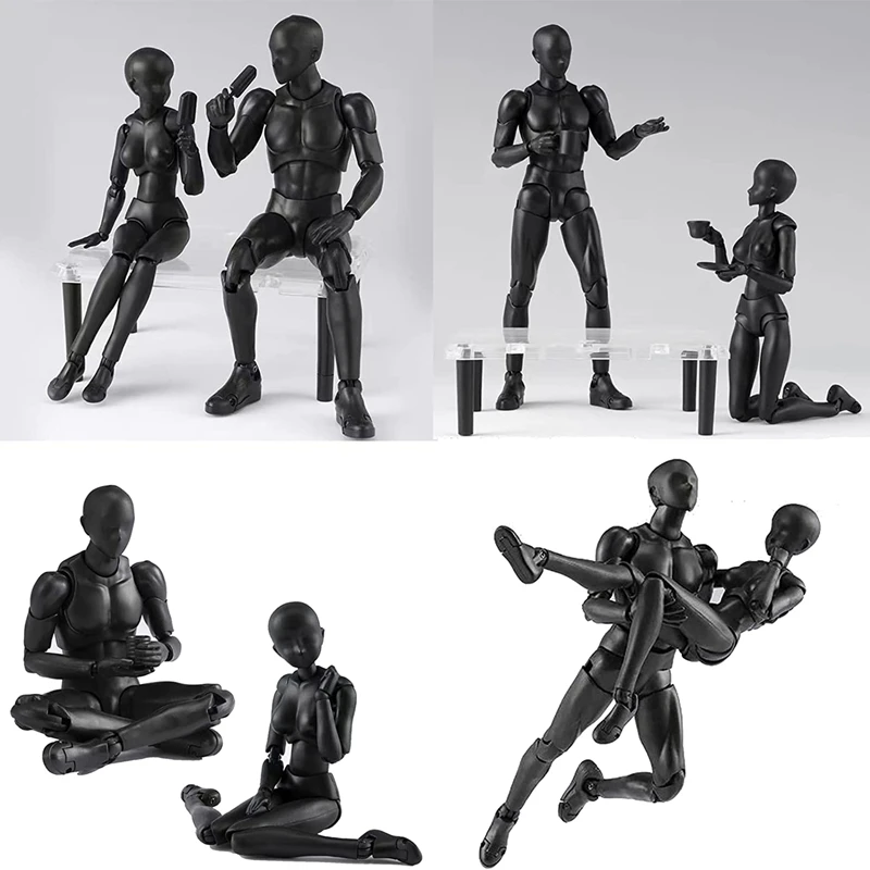 Actiefiguren Pvc-Model Met Doostekening Figuurmodellen Voor Kunstenaars (Vrouwelijk + Mannelijk)