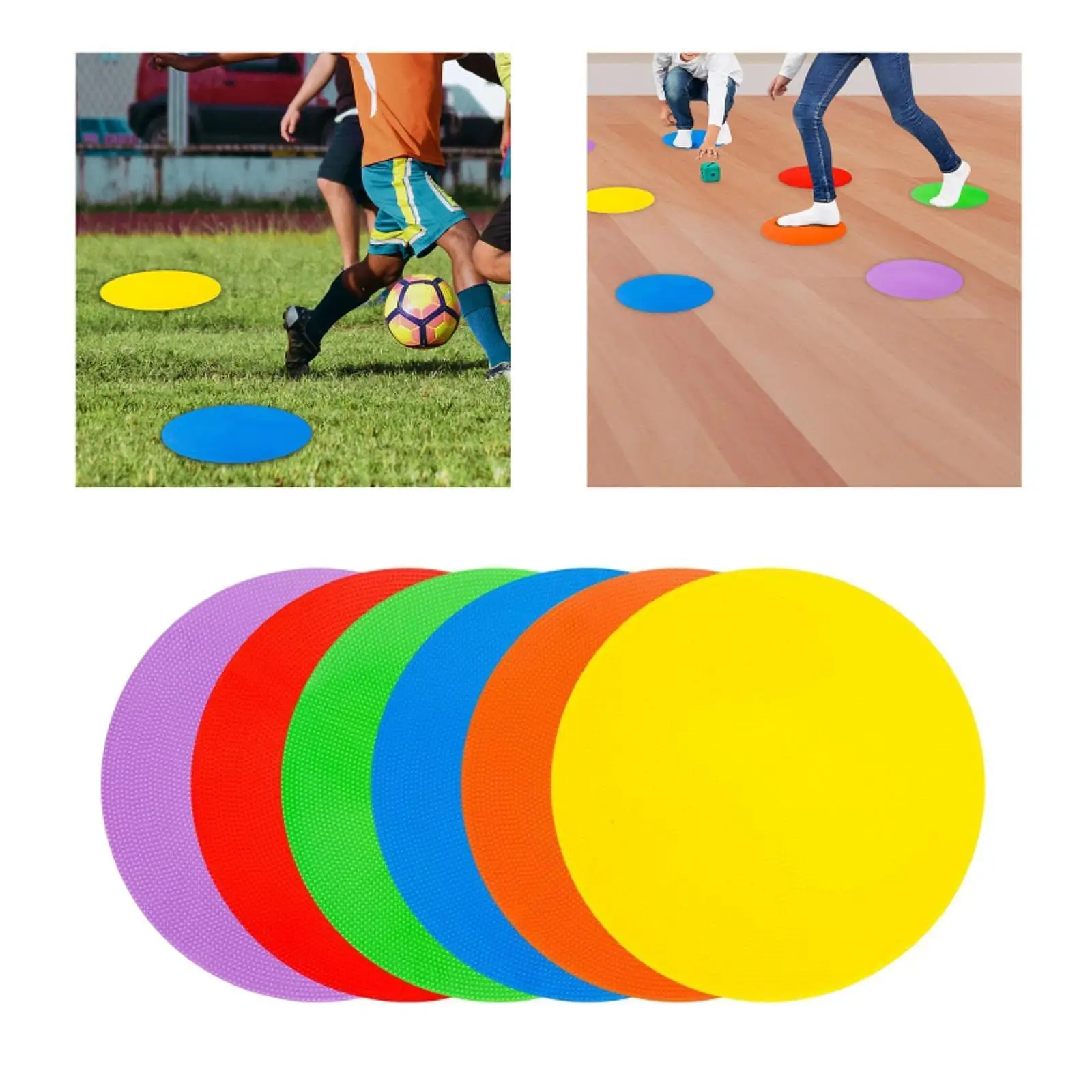 مخاريط مسطحة متعددة الألوان غير قابلة للانزلاق، علامات الجلوس لممارسة التمارين المدرسية #4