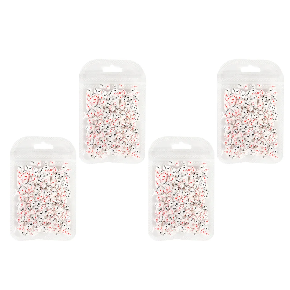 

4pcs Poker Shaped Polymer Clay Nail Art Diy Decorations Smooth Design Manicure Accessories For Salon Home Use Nail Charms