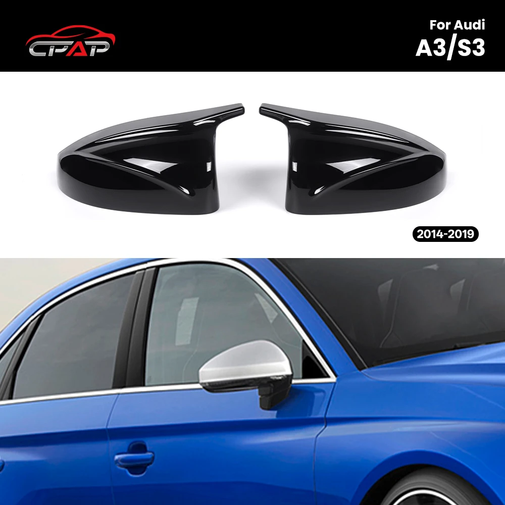 

Rearview Mirror Cover Caps for Audi A3/S3 M Style 2014-2019 Car Exterior Side Door Rear View Mirror Caps Glossy Black