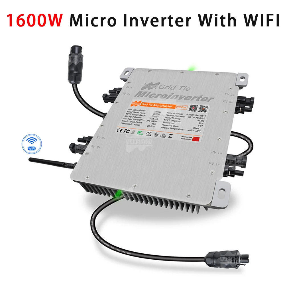 

1600W Solar Grid Tie Inverter DC 20-60V to AC 80-265V With WiFi and Limiter Solar Microinverter IP67 for Solar PV Panels