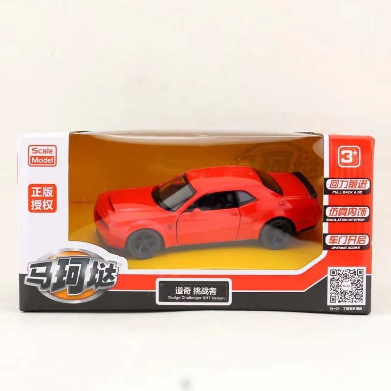 1:36 Dodge Challenger SRT Demon Sports Car Alloy Diecast Car Model Toy With Pull Back For Children Gifts Toy Collection