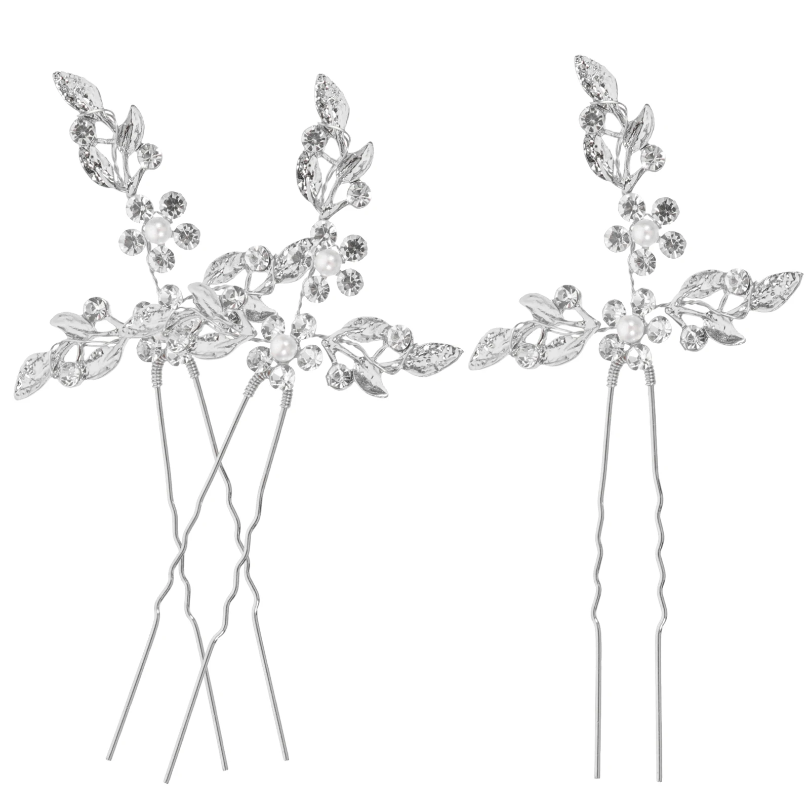 

3pcs Diamond Hairpin Metal Stick Lightweight Compact Crystal Bun Sticks for Women Girls Wedding Party Prom Accessories