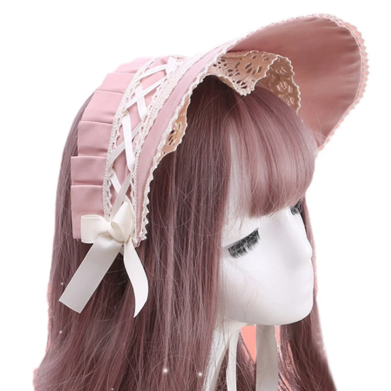 Retro น่ารักลูกไม้โบว์ผม Headdress Hairband Headdress สาว Props หมวก