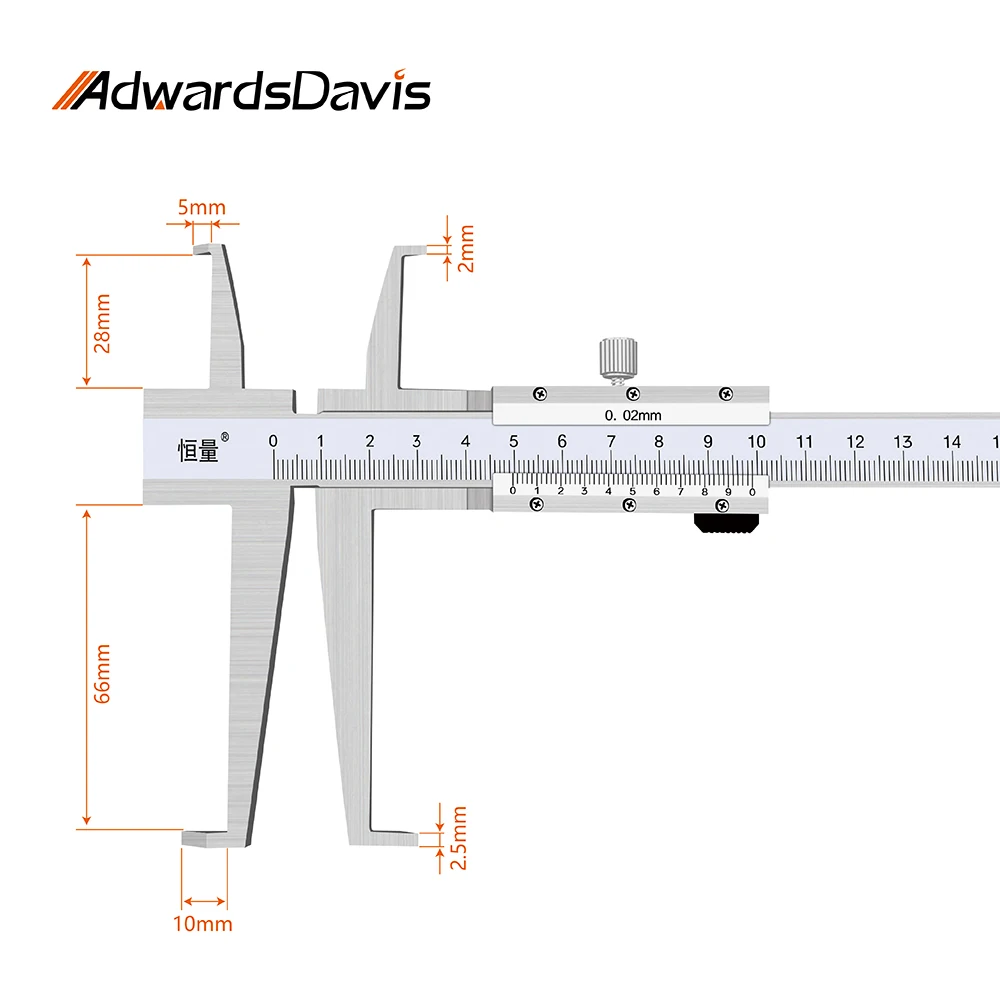 High-Precision Long Claw Inner Diameter Inner Groove Vernier Caliper 150mm 200mm 300mm Groove Measurement Tools Instrument