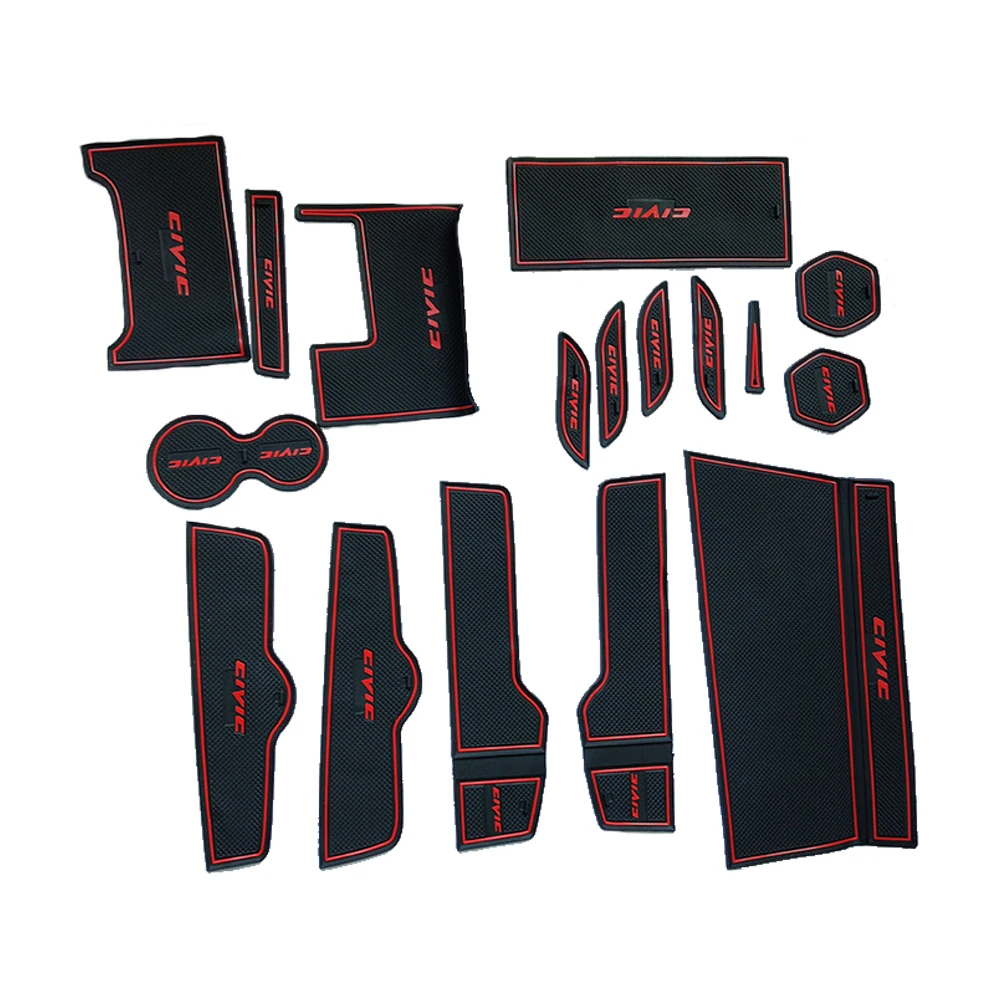 

Car Door Groove Mats For Honda civic 2015-2021 Anti-Slip Gate Slot Cup Mat Non-Slip Rubber Mats Interior Accessories 17PCS