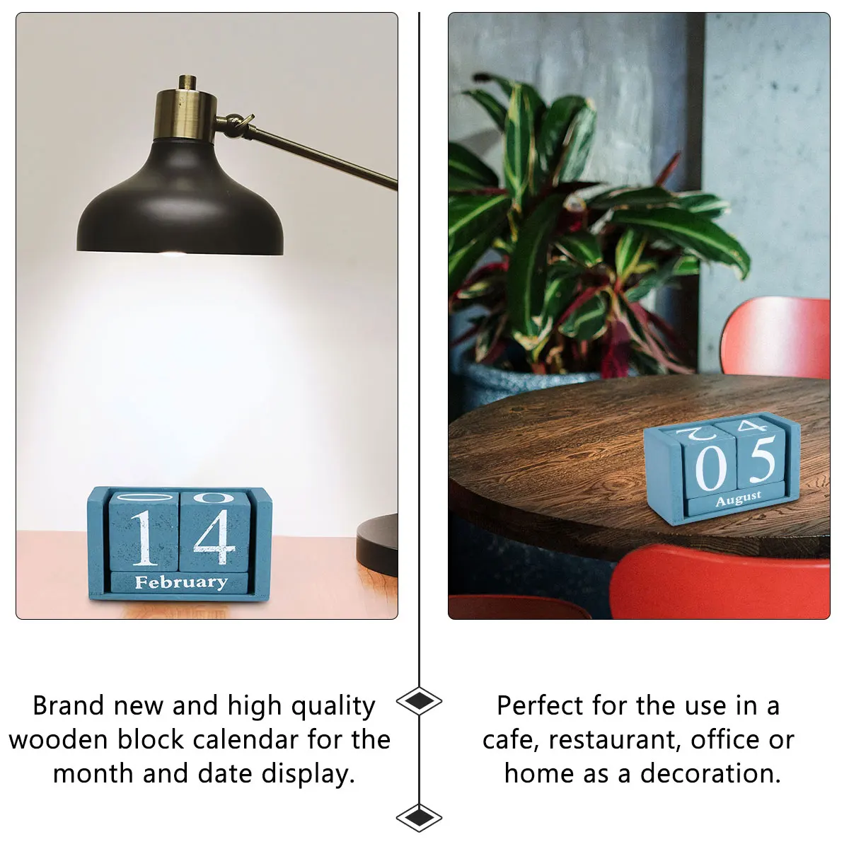 

Wooden Perpetual Calendar Desktop Vintage Home Office Decoration Block Month Date Display