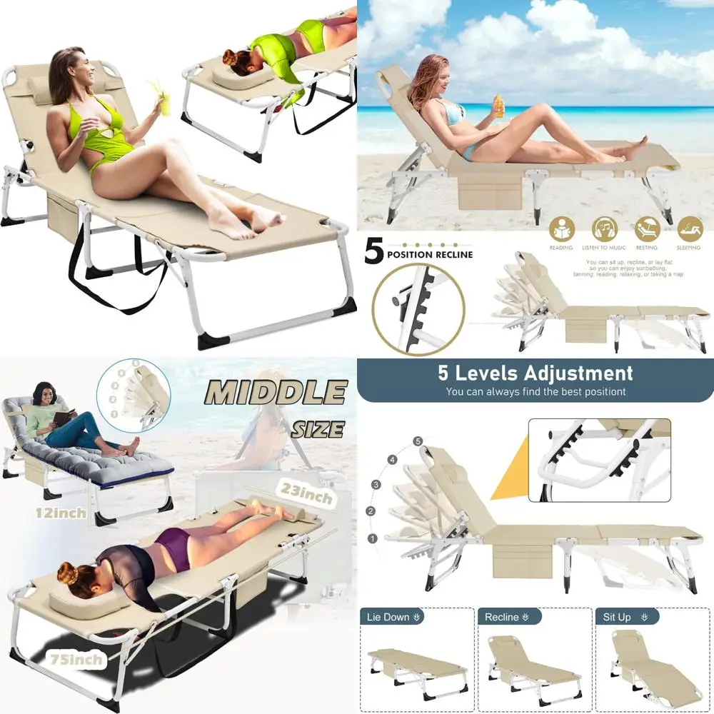 

Сверхмощный складной уличный шезлонг емкостью 500 фунтов, регулируемый и портативный для использования в патио