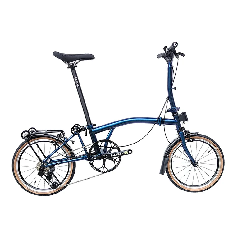 

16-дюймовый 7-скоростной тройной складной велосипед Портативный сверхлегкий складной велосипед в стиле ретро