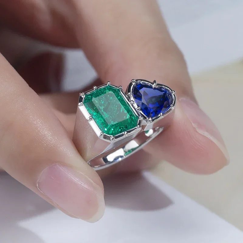 RUIF Lxuruy High Customized 9k/14K/18K Lab Grown Emerald and Lab Sapphire Rings for Women New Design Fine JewelryMSR-1170