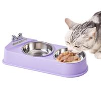 Stainless Steel Pet Feeding Bowl Double Dog Cat Food Bowls Stainless Steel Bowls With Non-slip Resin Station For Small Pet Puppy