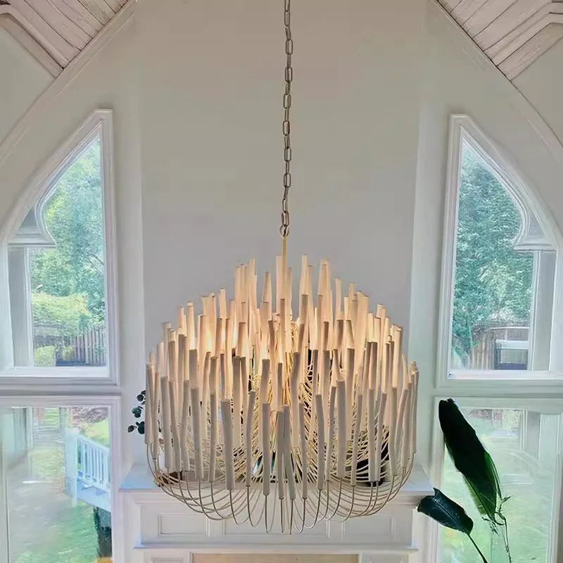

Wooden Candlestick Pendant Lamp Nordic Retro Black/White Wooden Pendant Restaurant Kitchen Dining Room Bedroom Living Room