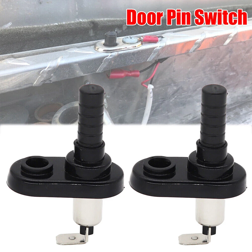 2pcs Car Door Switch Engine Hood Pin Switch Door Light Switch 20A 12V Vehicle Interior Light Lamp Switch Black Mount Pin Switch