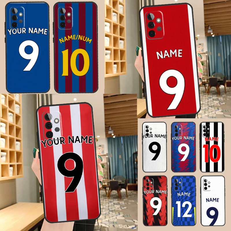 Personalised Football Name Number Case For Samsung Galaxy A14 A34 A54 A52 A32 A42 A22 A12 A51 A71 A13 A33 A53 A52S Cover