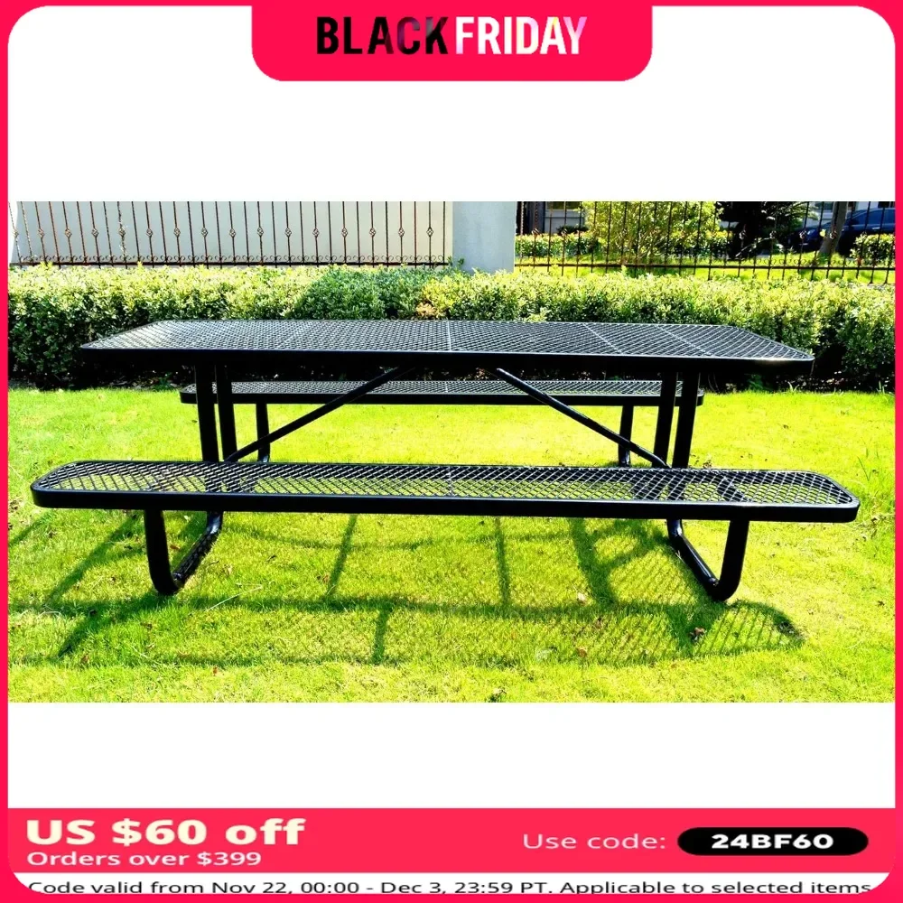 Picnic Table of Rectangular Metal, 96