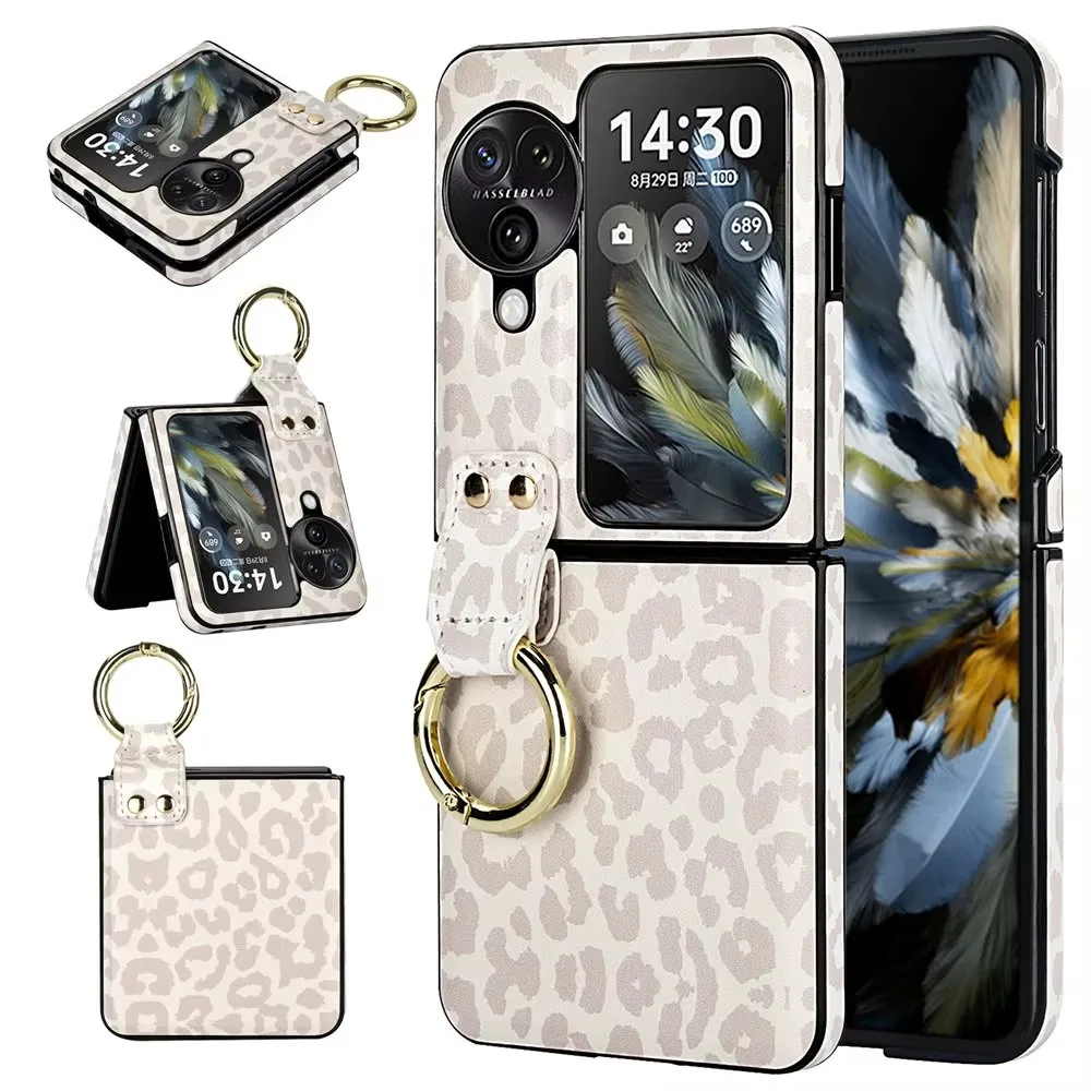 

Fashion Ultra-Thin Leopard Pu Leather Phone Case For OPPO Find N3 N2 Flip Ring Holder Rhombic Back Cover For OPPO Phone Cases