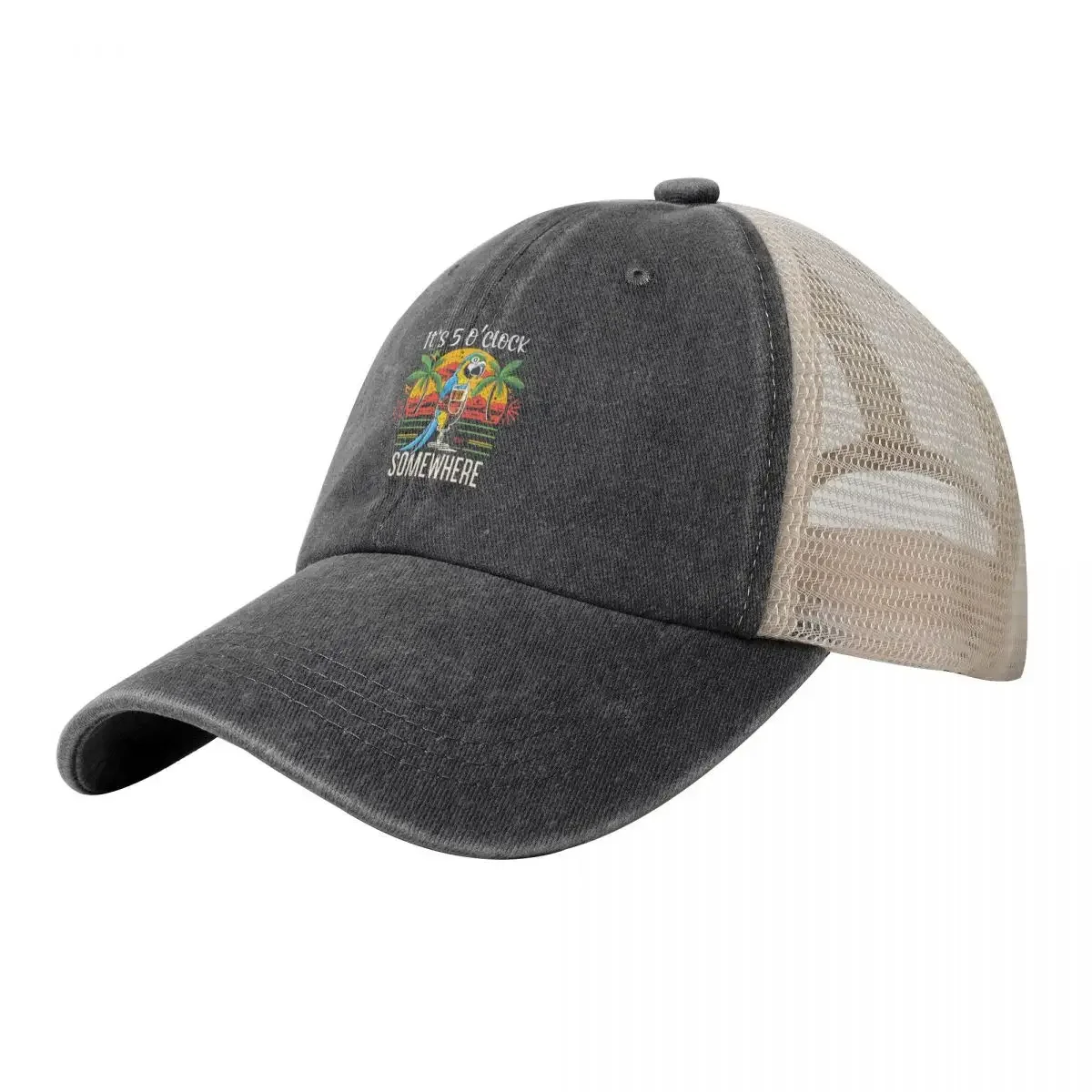 It's 5 O’clock Somewhere Parrot Summer Beach Sunset Drinking Baseball Cap Fashion Beach Fishing cap Baseball Men Women's