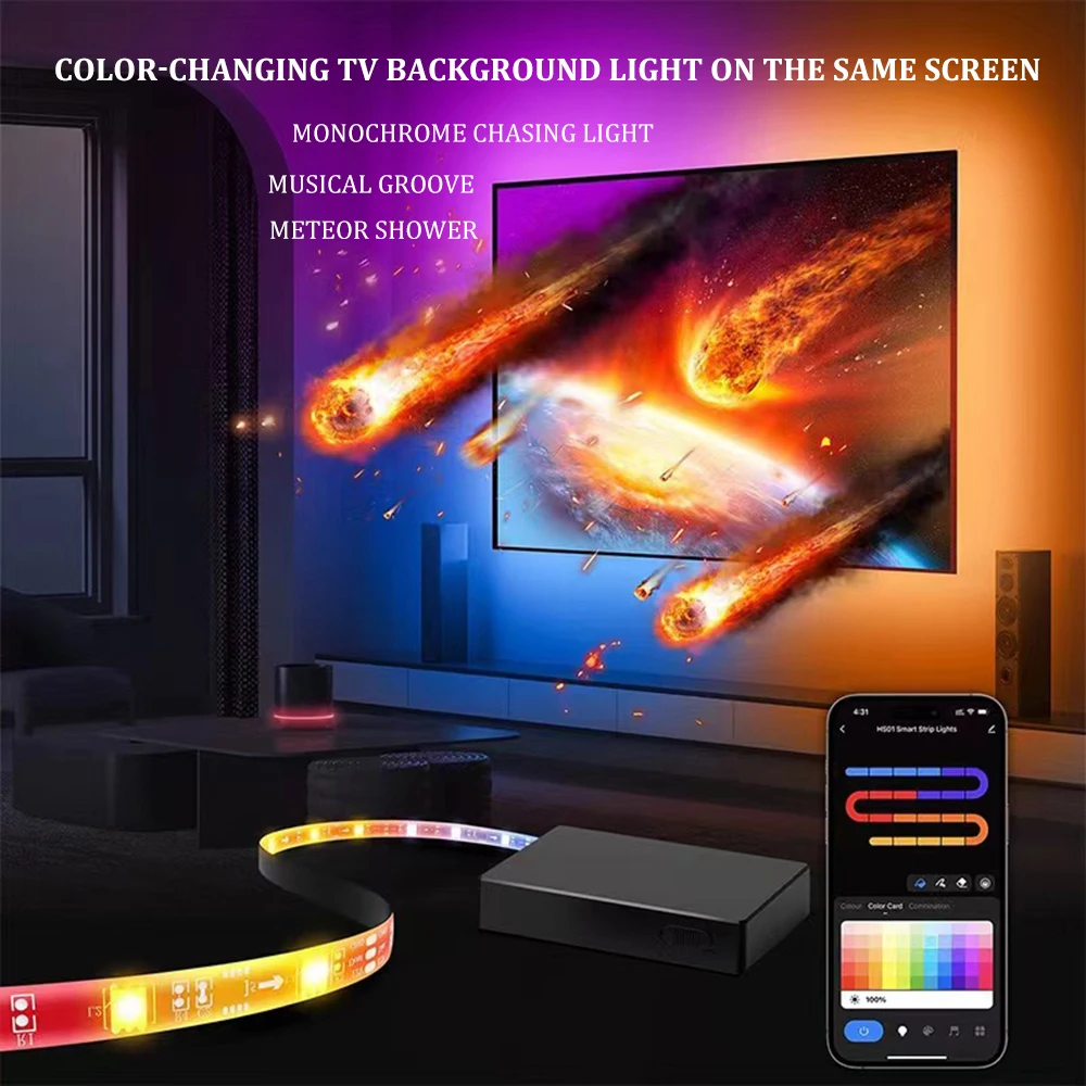 Ambient TV PC Backlight Led Strip Lights RGB Tape Screen Color Sync Led Light Kit For 4K HDMI 2.0 Device For Alexa Google TV Box