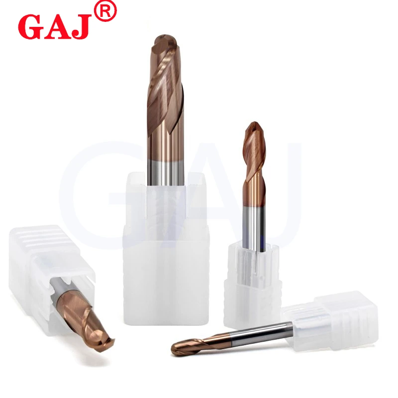 Cutter HRC55 2-Flute Milling Cutter Tungsten Steel Carbide Ball Nose End Mill For CNC Mechanical Metals Machining Endmills Tools