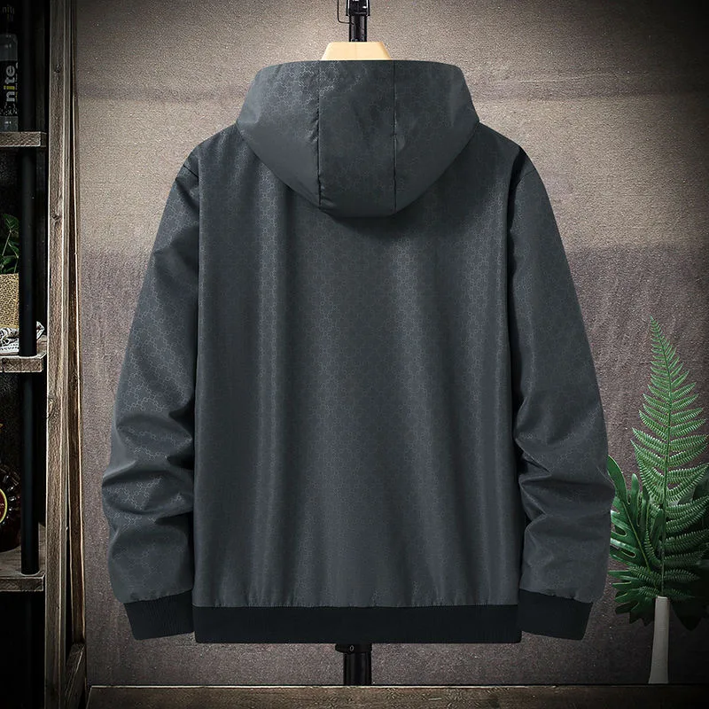 2024 Printemps et Automne Nouvelle Tendance De La Mode Imprimé Grande Taille Veste À Capuche Hommes Casual Décontracté Confortable Imperméable Manteau L-4XL